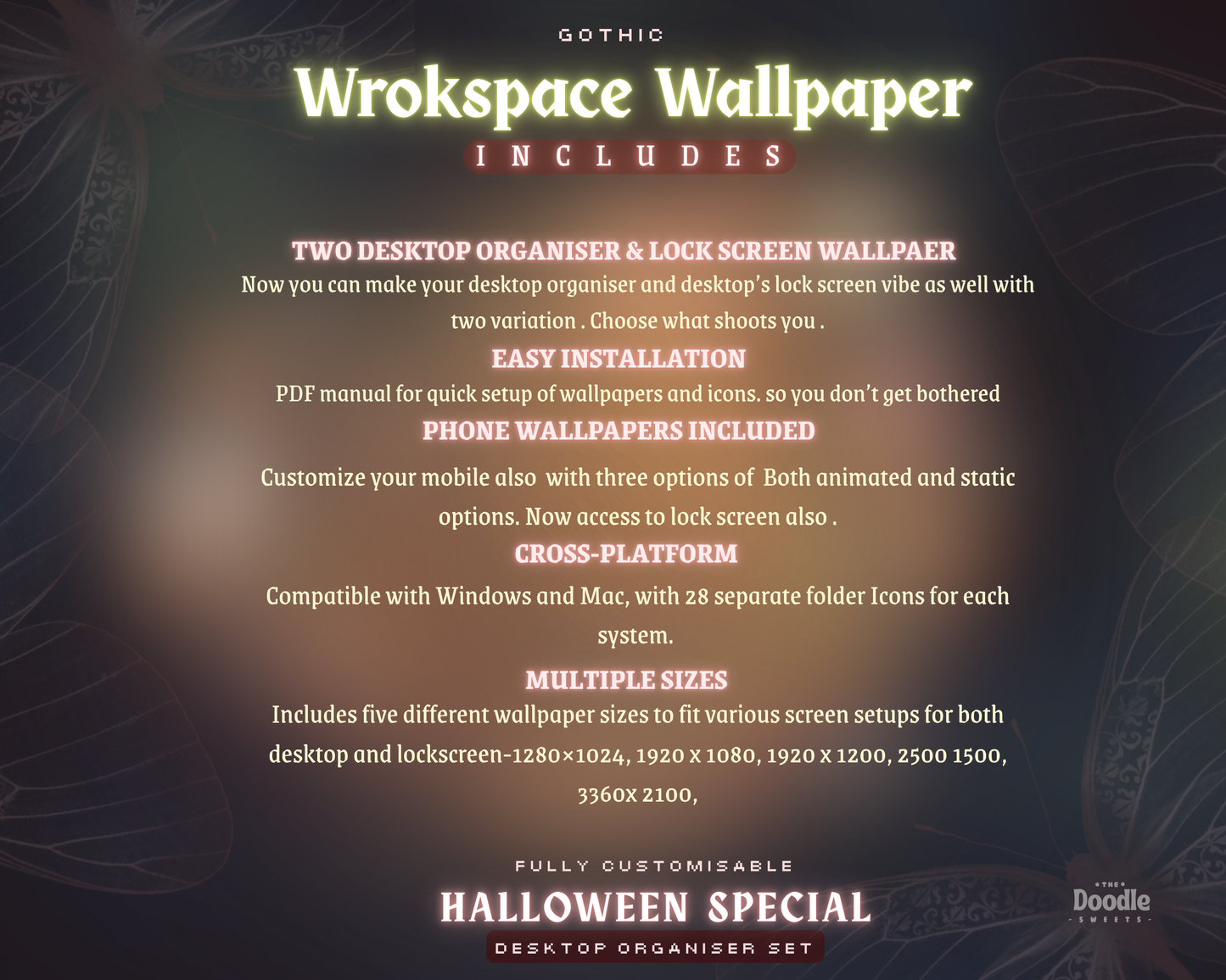 My Gothic Workspace Desktop Wallpaper & Icon Set