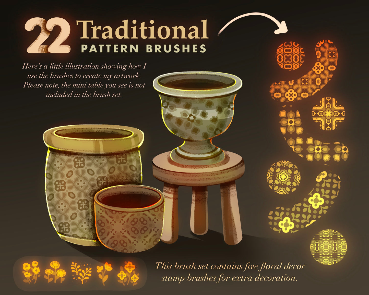 Geometrical Pottery Decor Pattern Stamp Brushes for Procreate