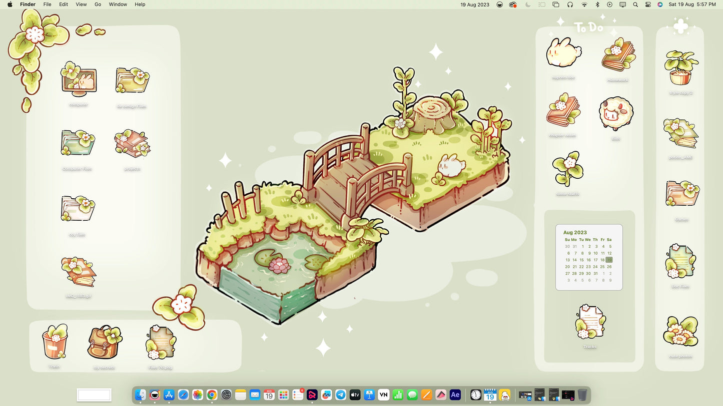 Isometric Garden Desktop Theme Background Wallpaper Organizer Set