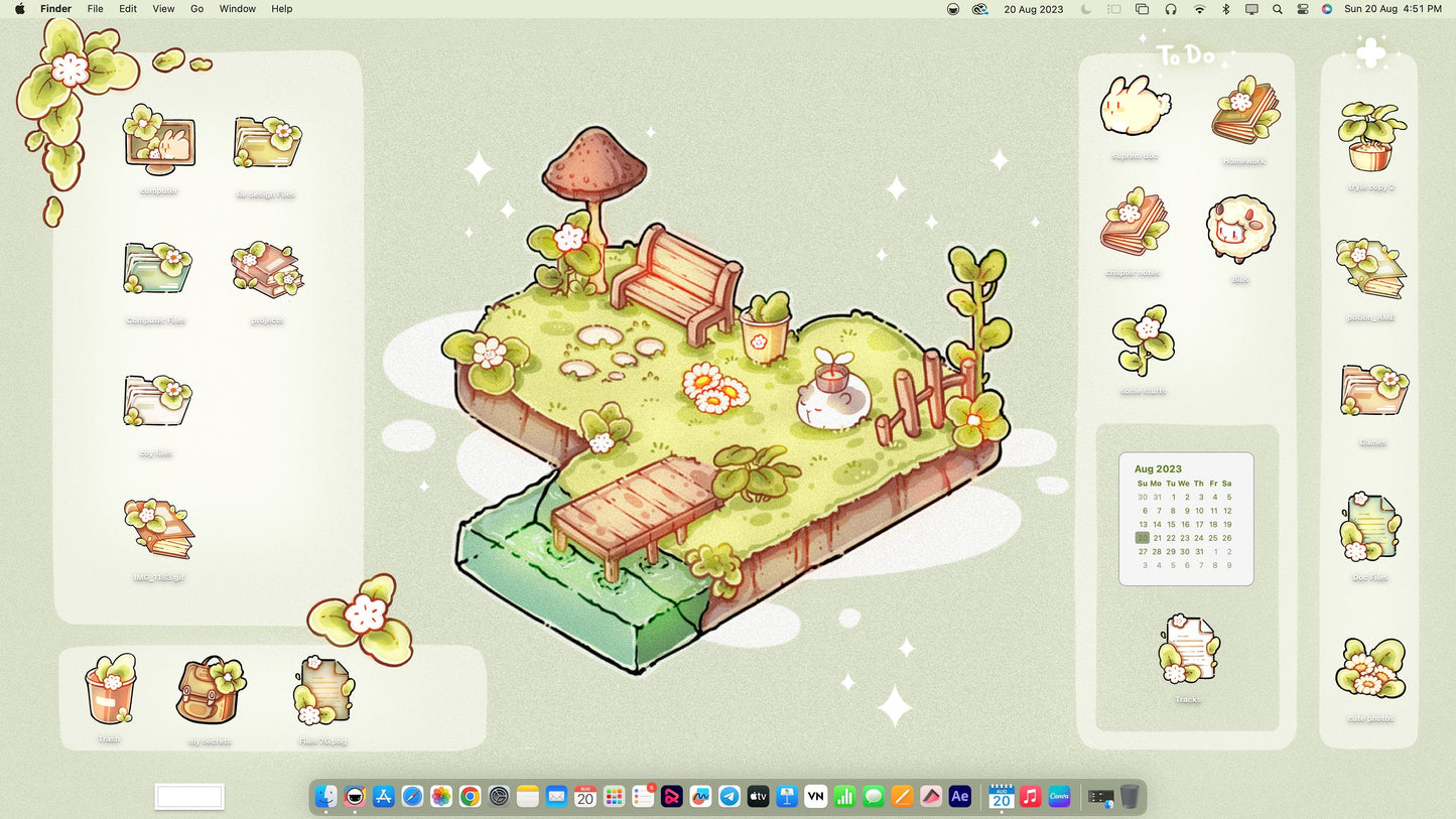 Isometric Garden Desktop Theme Background Wallpaper Organizer Set