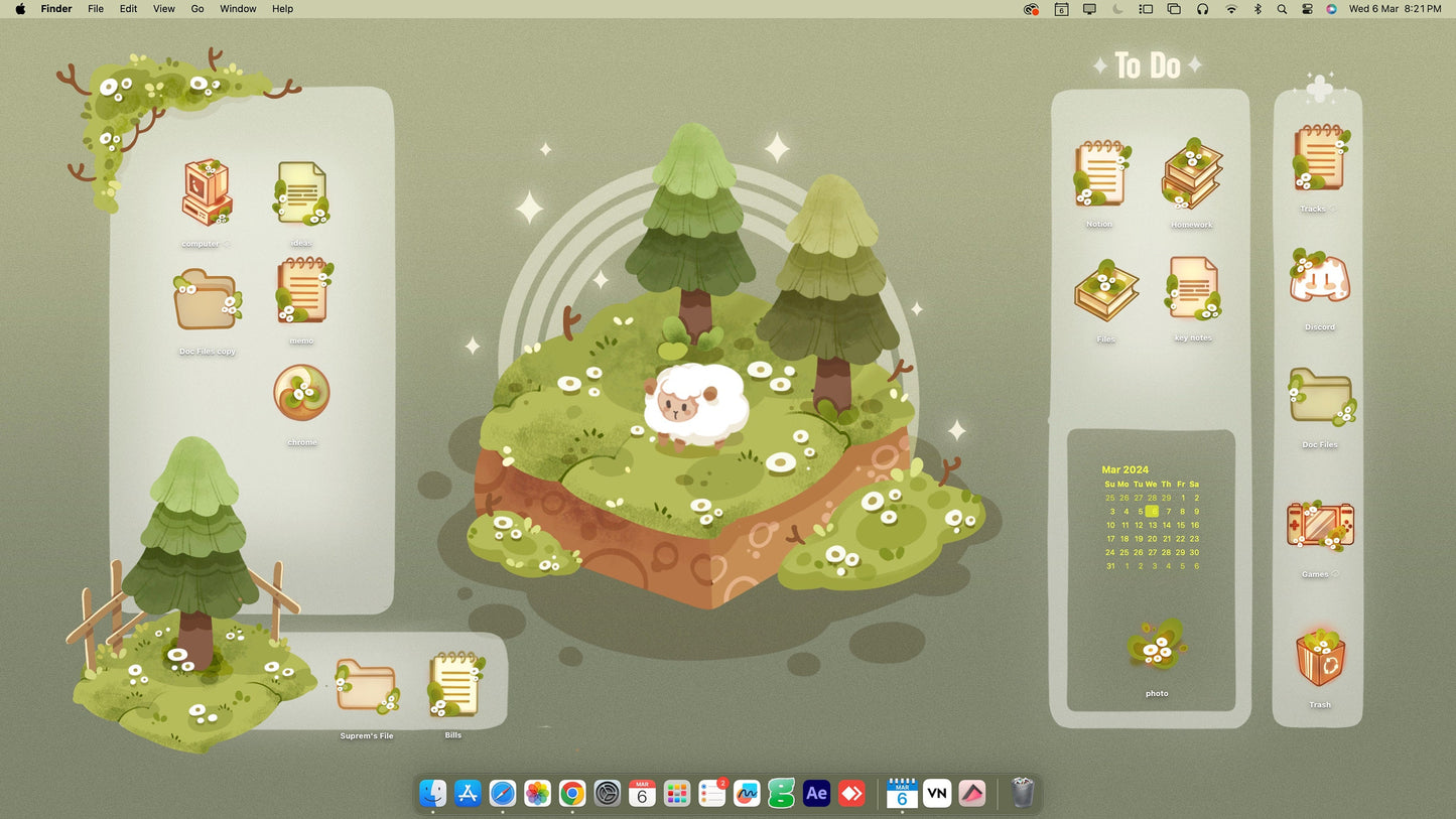 Magic Forest Desktop Theme Background Wallpaper Organizer Set
