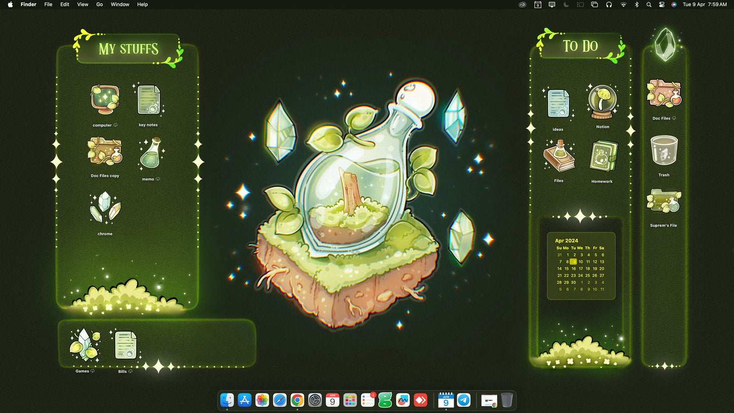 Magic Potion Desktop Background Wallpaper Organizer Set