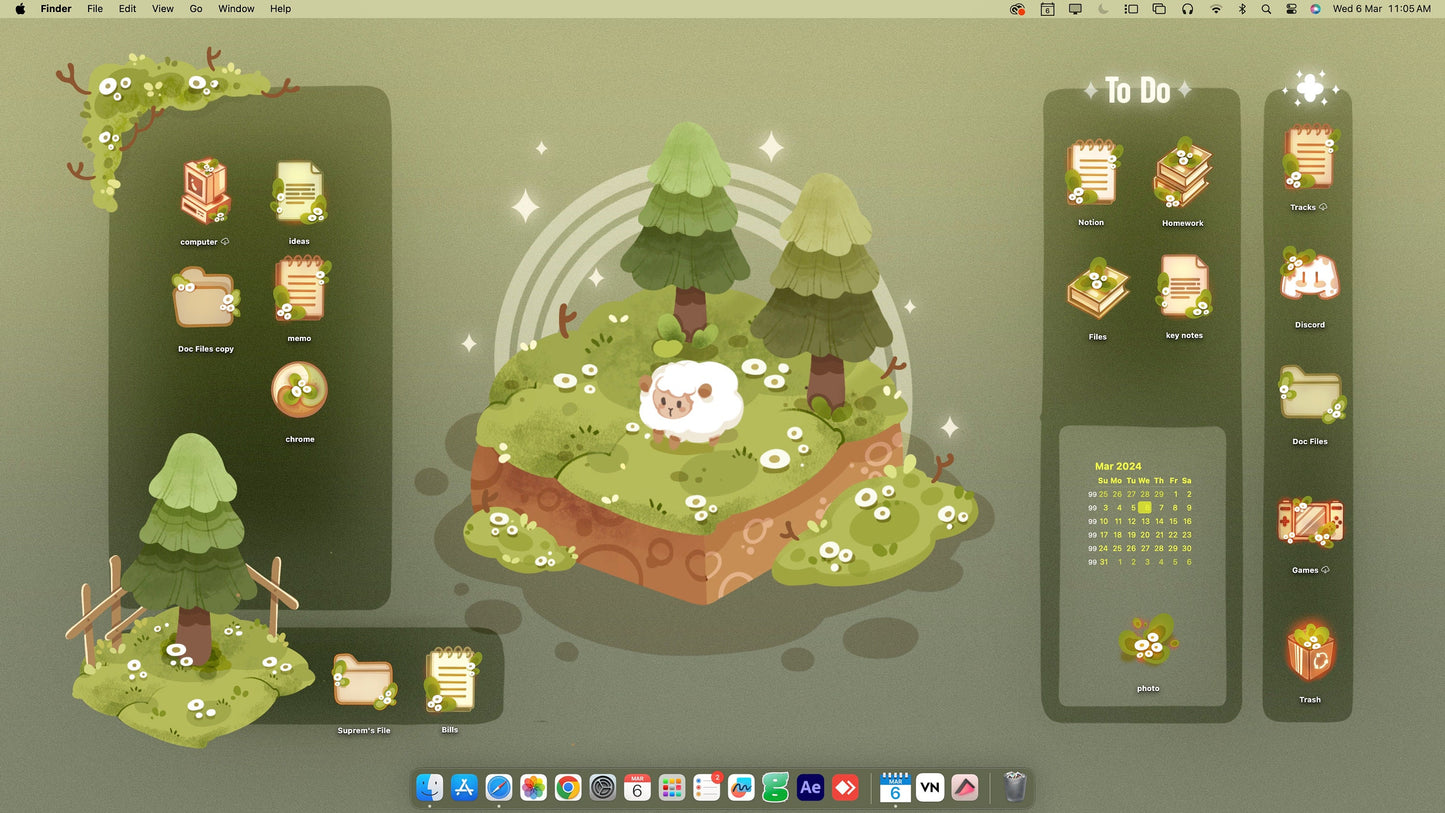 Magic Forest Desktop Theme Background Wallpaper Organizer Set