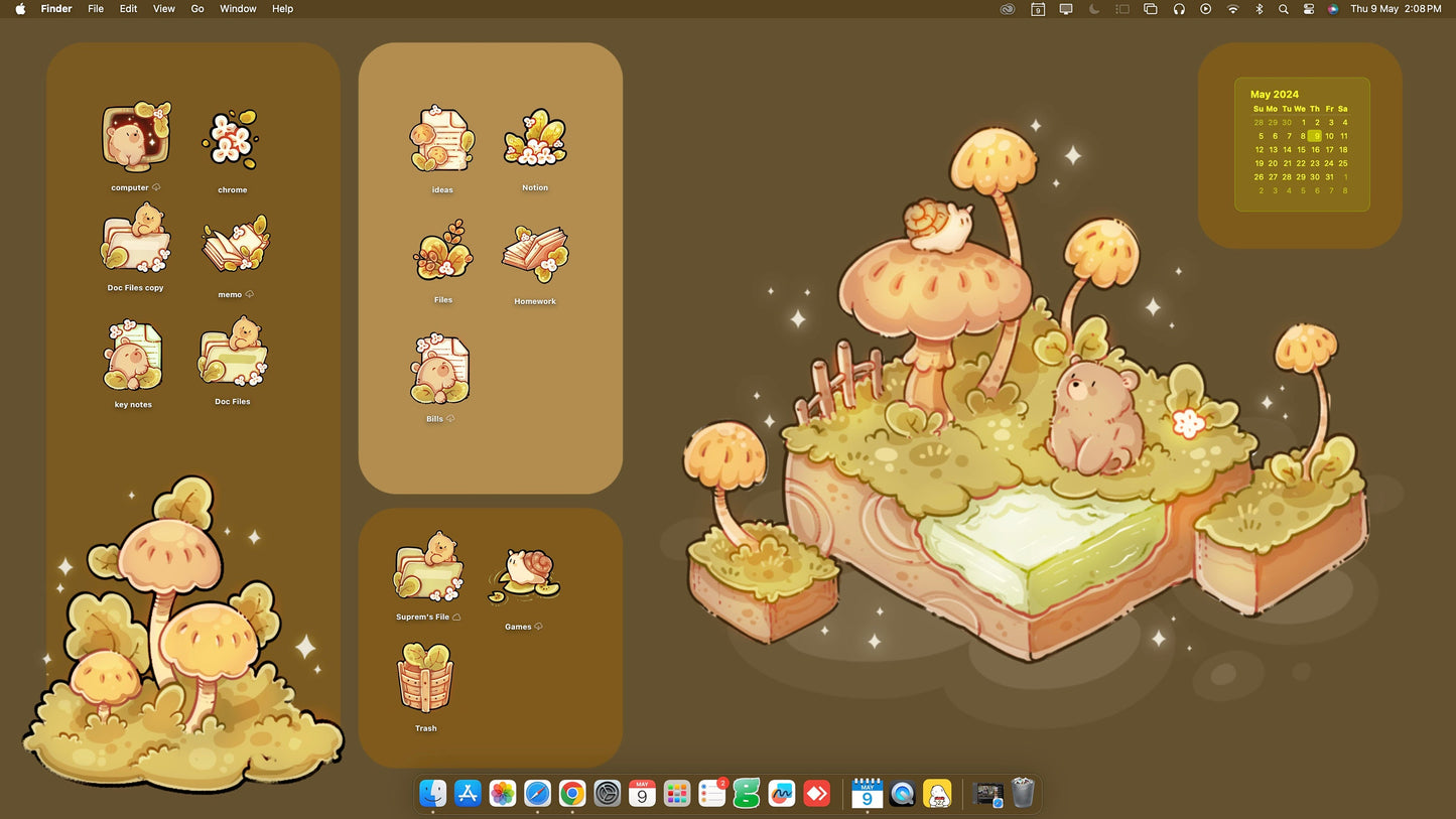 Autumn Bear Desktop Theme Background Wallpaper Organizer Set