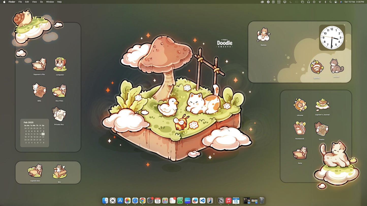 Dreamy Cats Desktop Wallpaper Organizer Set