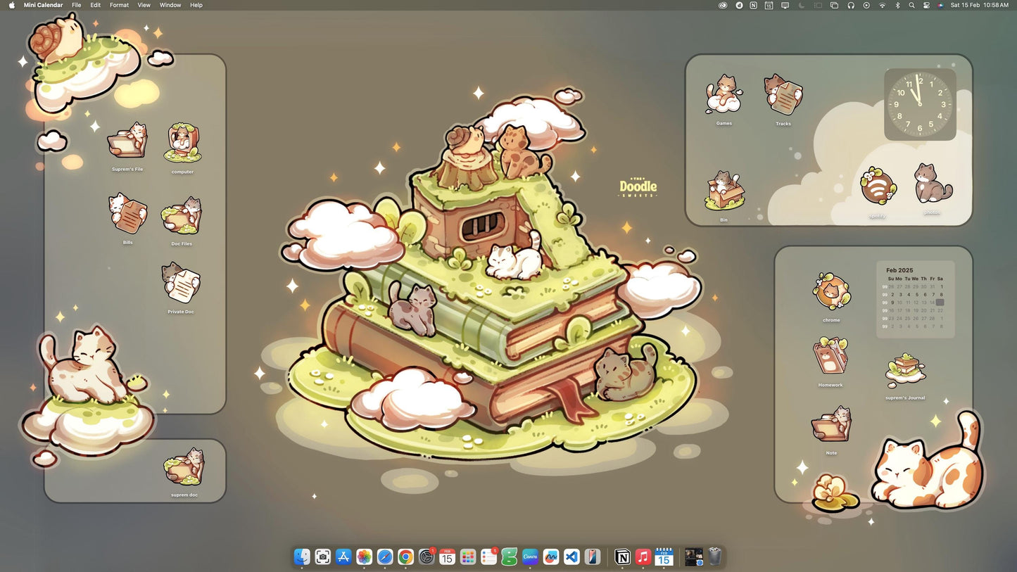 Dreamy Cats Desktop Wallpaper Organizer Set
