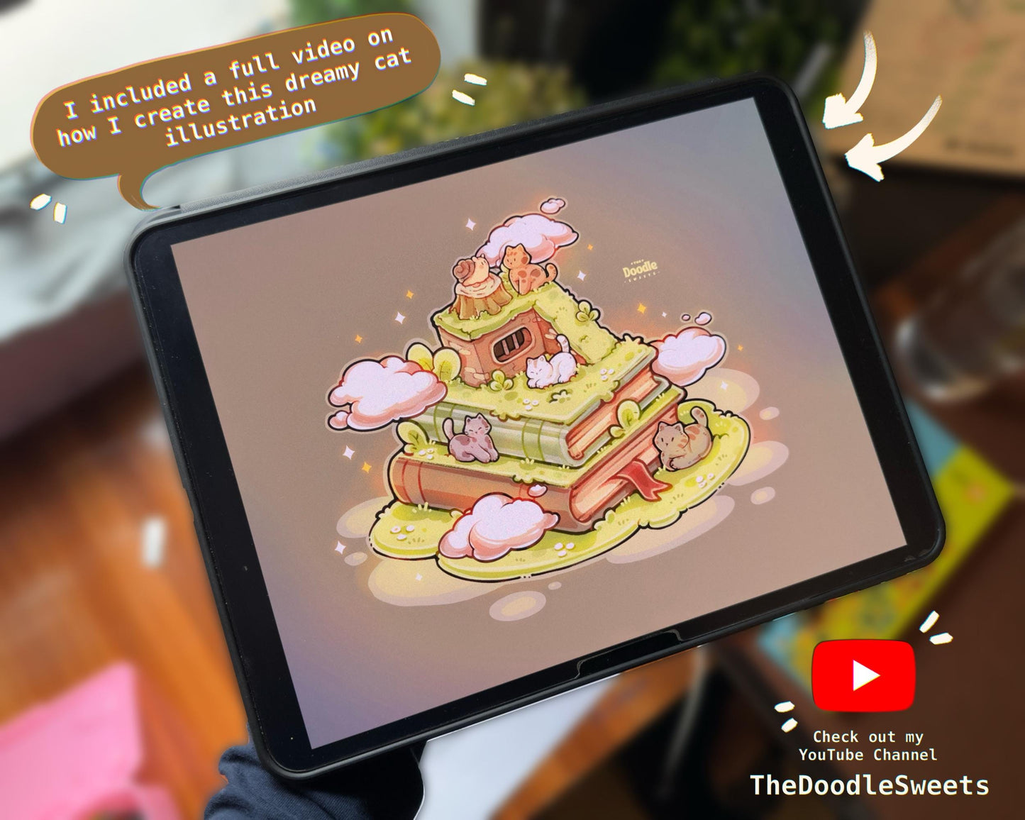 Dreamy Book Procreate Stamp Brushes | Kawaii Book Garden Stamp Brush for Procreate