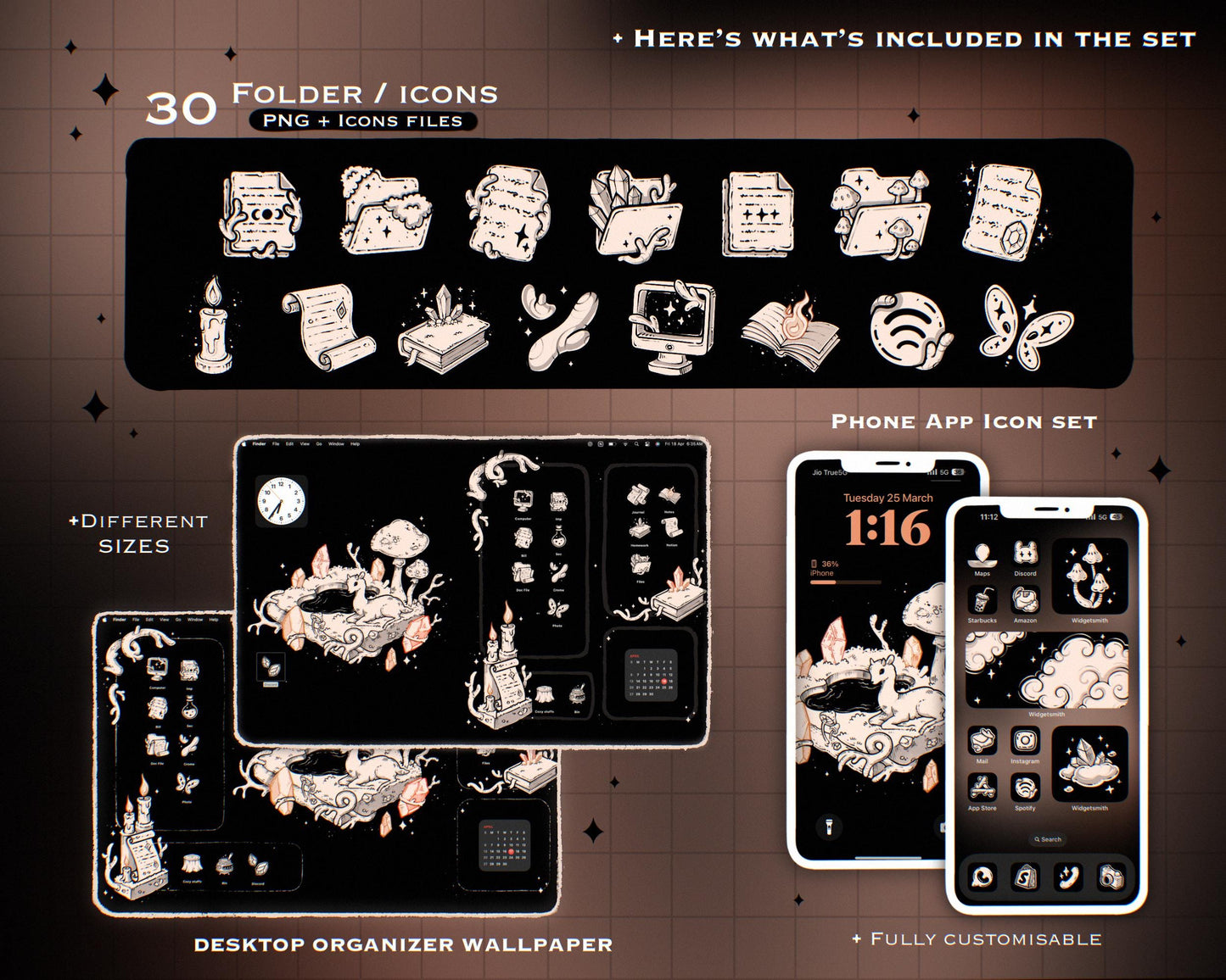 BLACK MAGIC Desktop Wallpaper Icon Set