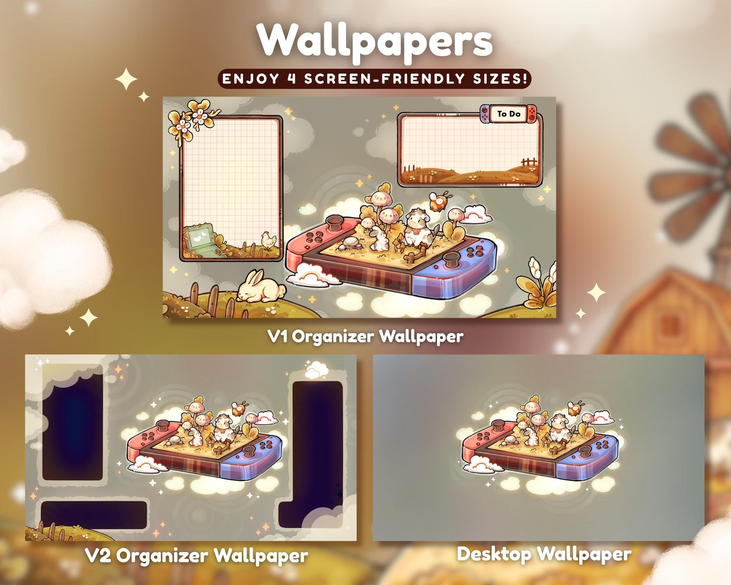 Cozy Farm Desktop Theme Background Wallpapers & Desktop Icon Set