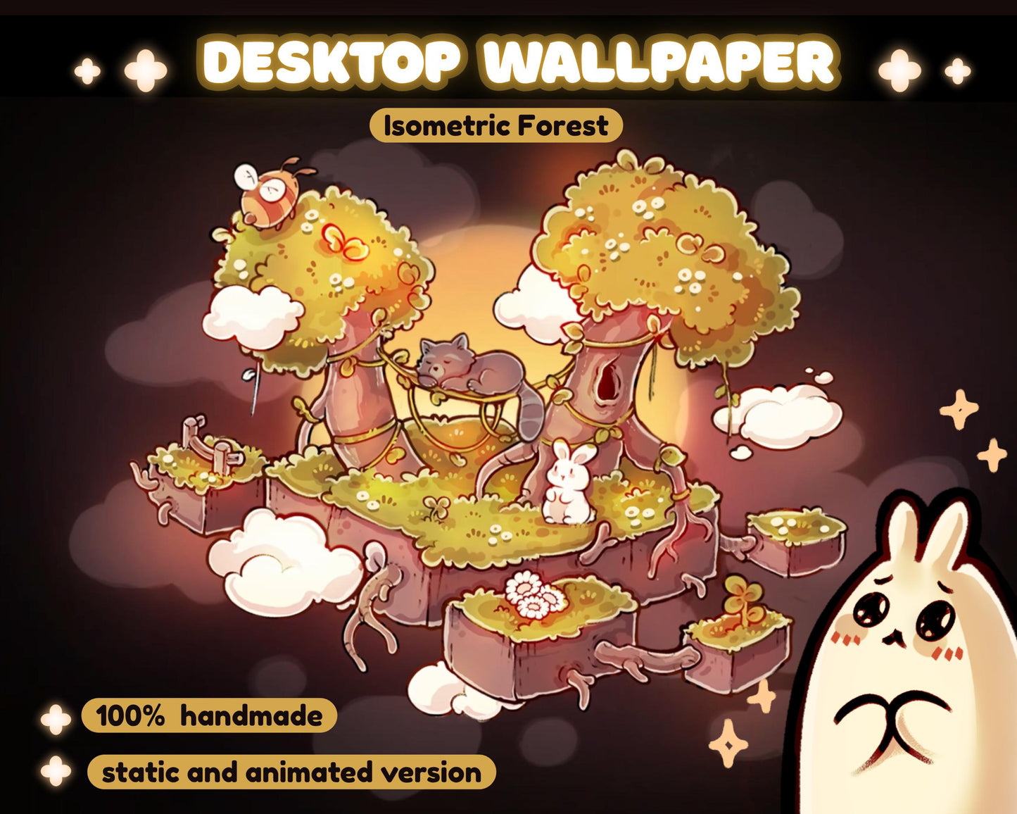 Isometric Forest - vanilla sky sunset theme background wallpaper