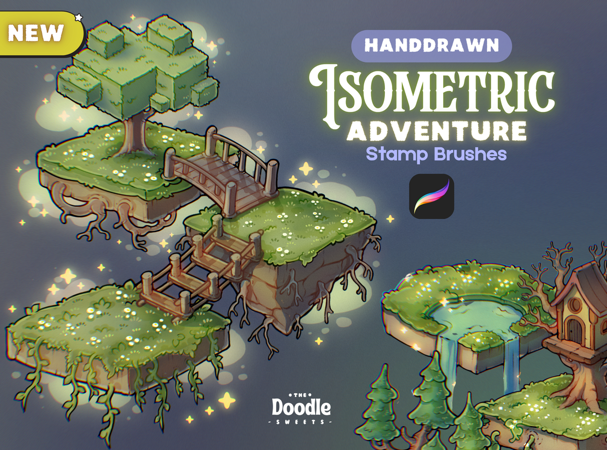 Isometric Adventure Stamp Brushes For Procreate
