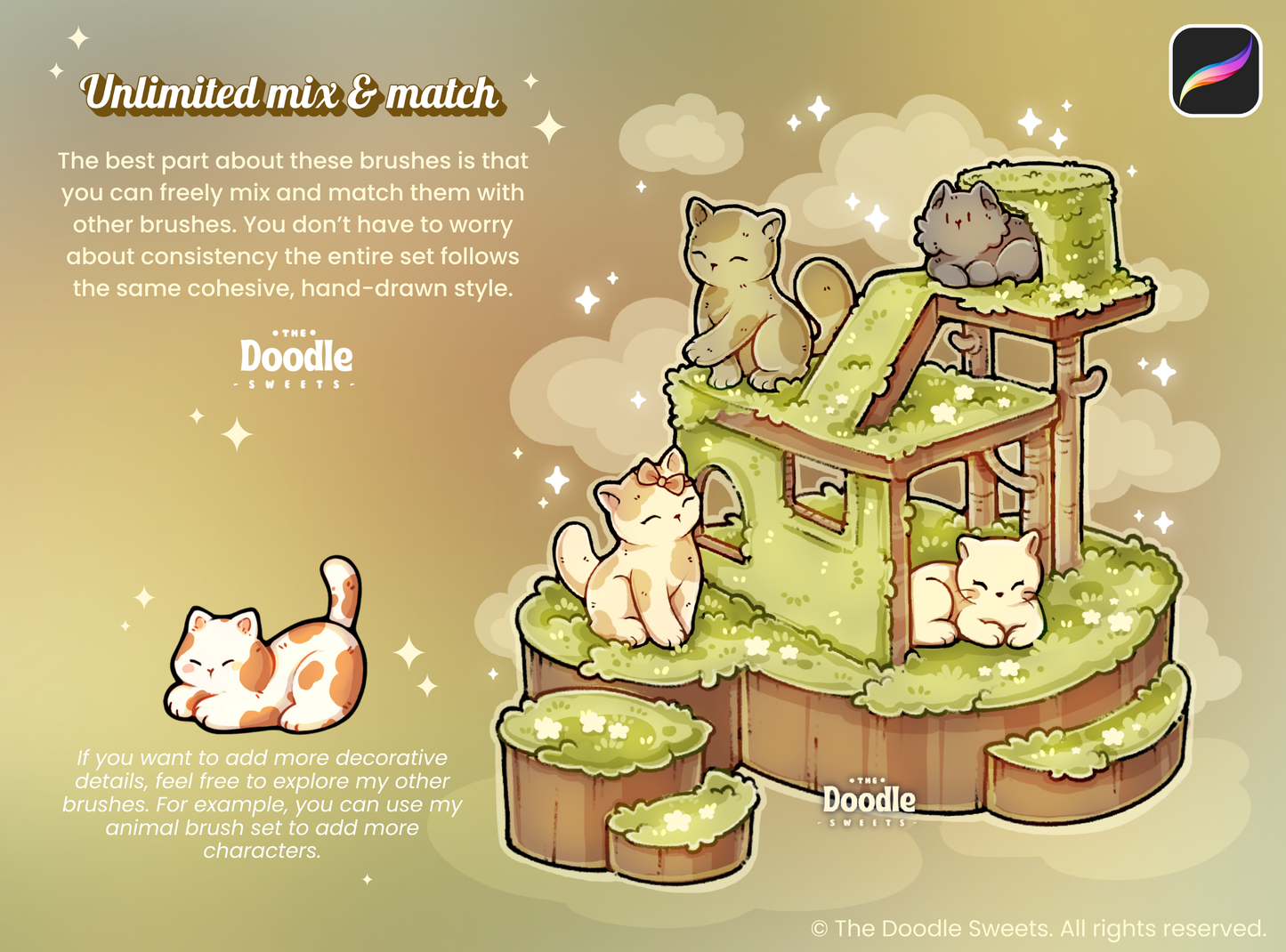 Nuzzle wood Cats Stamp Brushes for Procreate