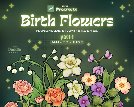 Birth Flowers stamp Brushes for Procreate - Half Year ( JAN - JUNE ) || Part- 1