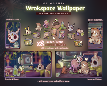 My Gothic Workspace Desktop Wallpaper & Icon Set