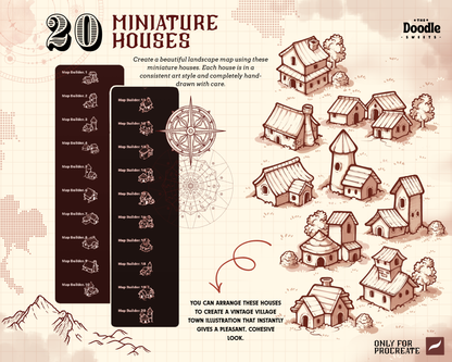 Miniature Landscape Town Builder Procreate Stamp Brushes