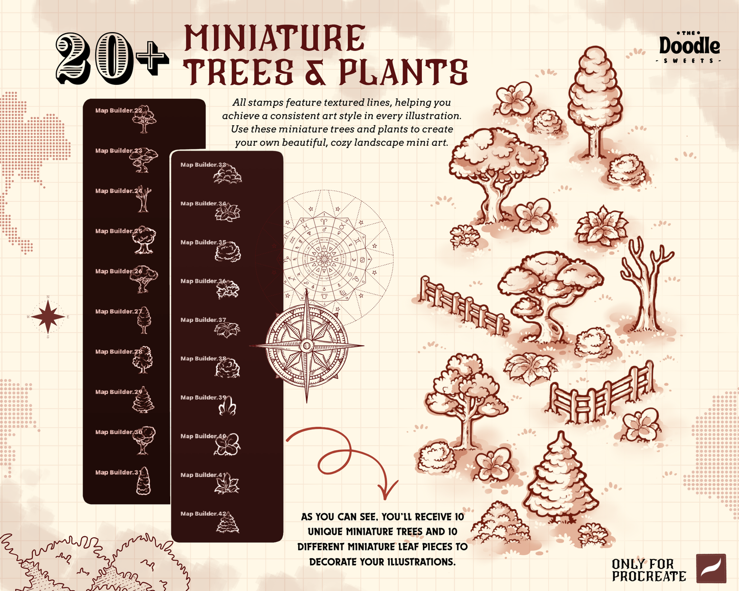 Miniature Landscape Town Builder Procreate Stamp Brushes