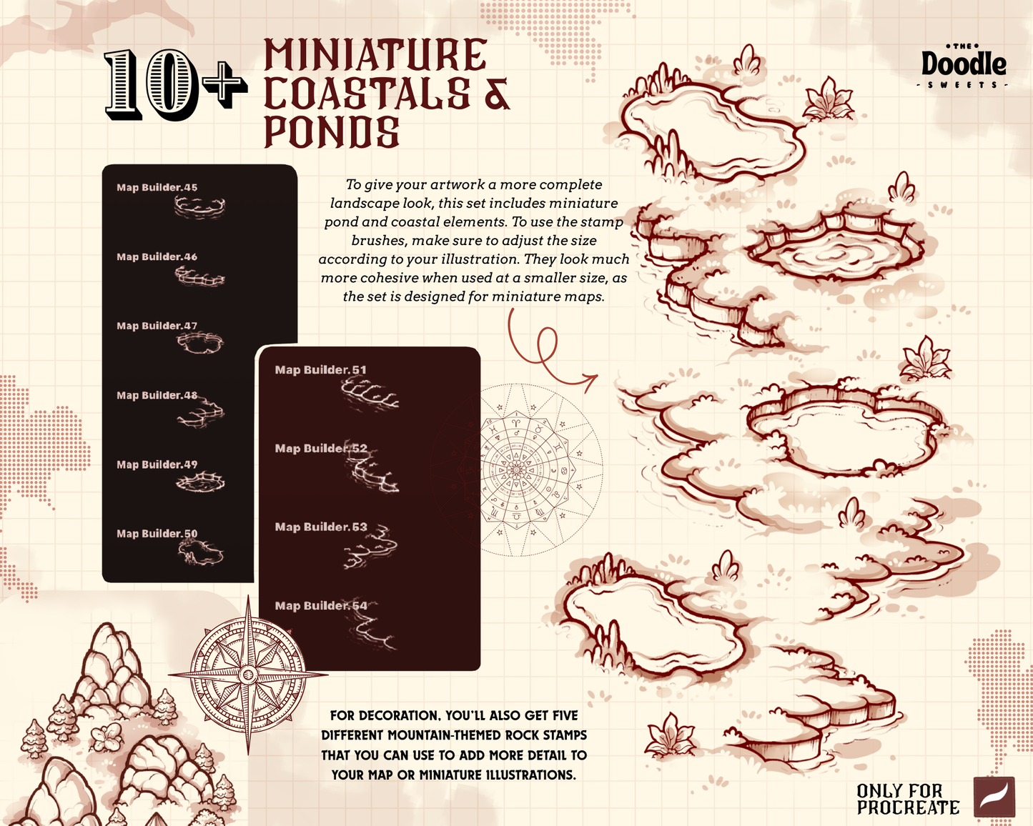 Miniature Landscape Town Builder Procreate Stamp Brushes