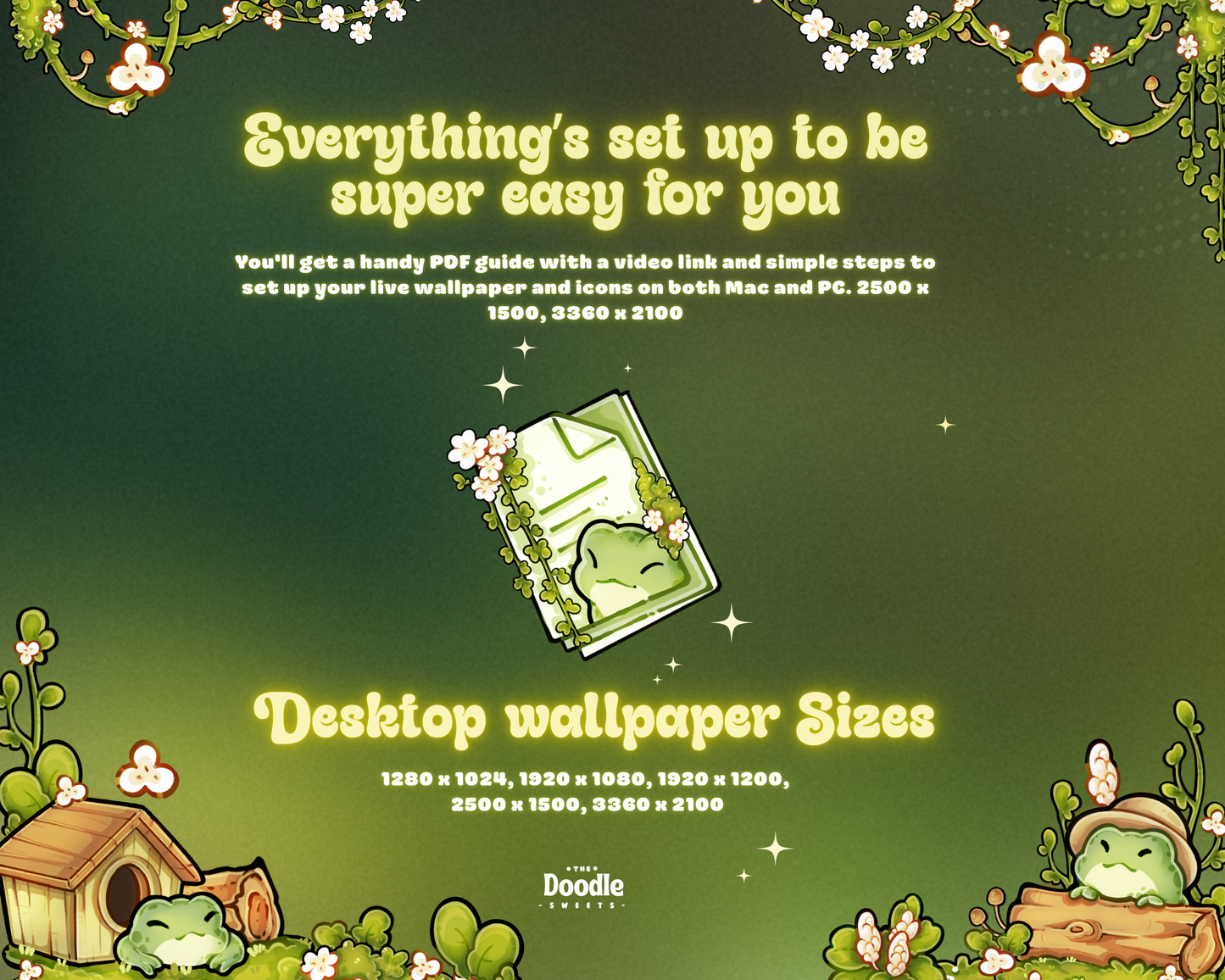 Froggy Garden Desktop Wallpaper Organizer set