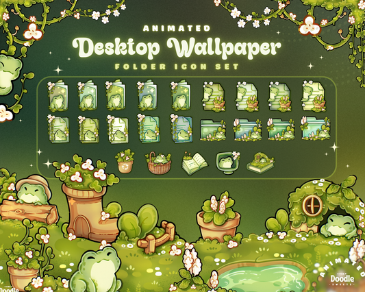 Froggy Garden Desktop Wallpaper Organizer set