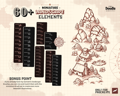Miniature Landscape Town Builder Procreate Stamp Brushes