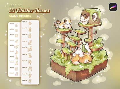 Nuzzle wood Cats Stamp Brushes for Procreate