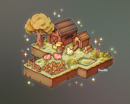 Isometric Farm Harvest Stamp Brushes for Procreate