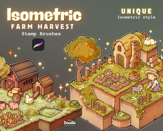 Isometric Farm Harvest Stamp Brushes for Procreate