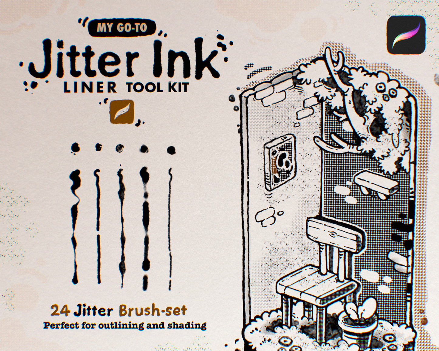 My Go-To Jitter Ink Liner Brushes for Procreate