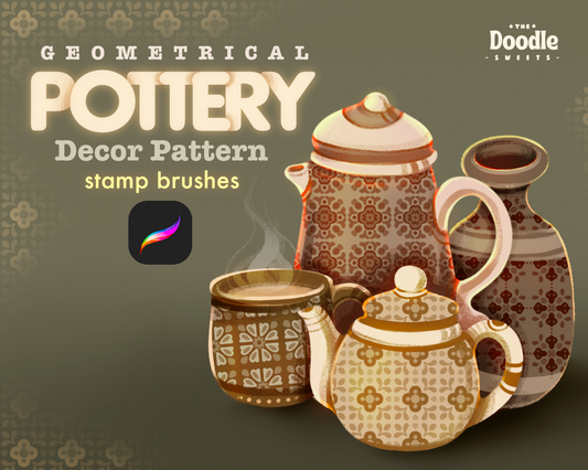 Geometrical Pottery Decor Pattern Stamp Brushes for Procreate