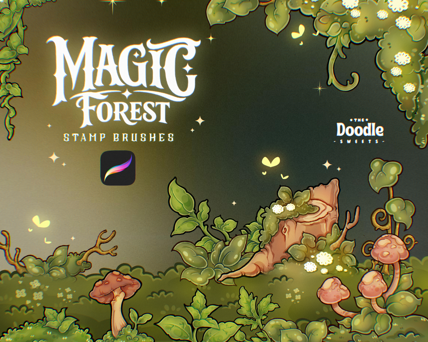 Magic Forest Stamp Brushes for Procreate - TheDoodleSweets