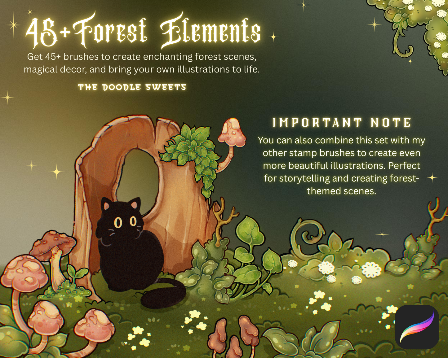 Magic Forest Stamp Brushes for Procreate - TheDoodleSweets