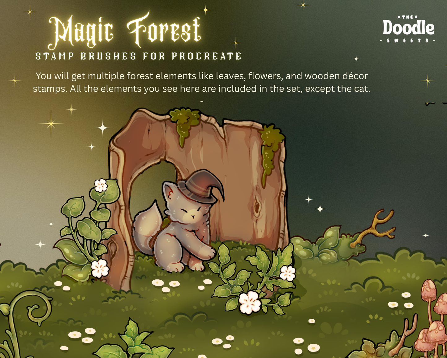 Magic Forest Stamp Brushes for Procreate - TheDoodleSweets