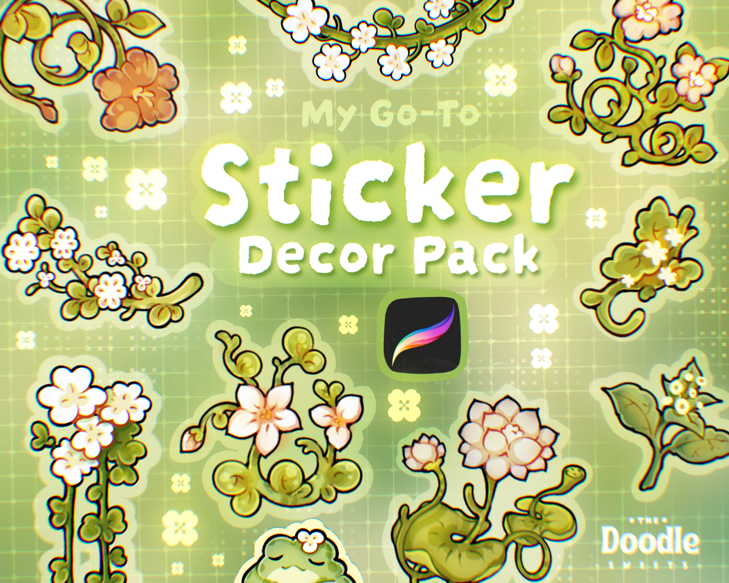 My Go-To Sticker Decor Pack Stamp Brushes for Procreate