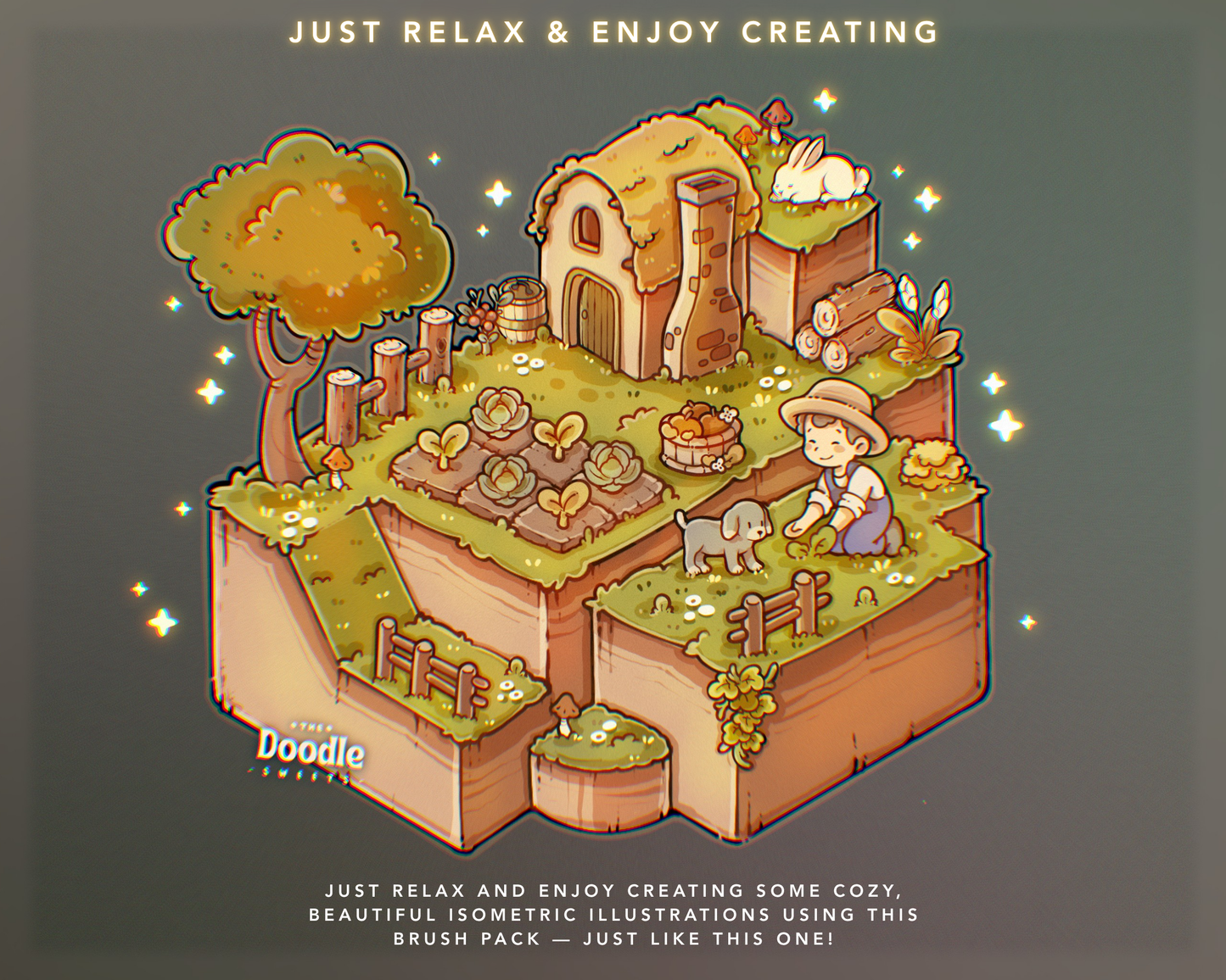Isometric Farm Harvest Stamp Brushes for Procreate