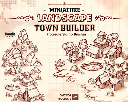 Miniature Landscape Town Builder Procreate Stamp Brushes
