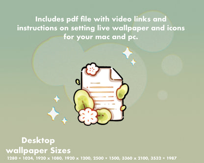 Isometric Garden Desktop Theme Background Wallpaper Organizer Set
