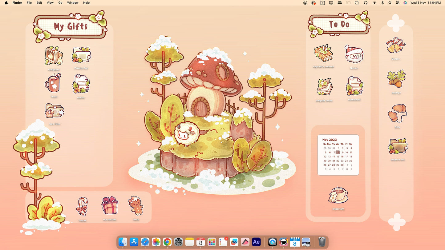 Christmas Desktop Folder Organizer Icon Set | Cute Stationary File Icons | Pastel Cozy Christmas Theme Desktop Folder Icons for Mac & PC