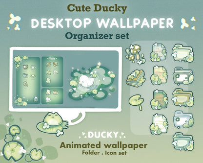 Cute Ducky Animated Desktop Theme Background Wallpaper Organizer Set