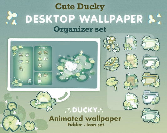 Cute Ducky Animated Desktop Theme Background Wallpaper Organizer Set