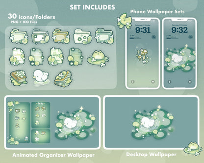 Cute Ducky Animated Desktop Theme Background Wallpaper Organizer Set