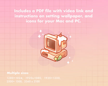 Doodle Sweets Desktop Folder Organizer Icon Set | Cute File Icons | Bakery Theme Desktop Folder Icons for Mac & PC | Wallpaper Organizer Set