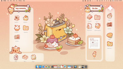 Doodle Sweets Desktop Folder Organizer Icon Set | Cute File Icons | Bakery Theme Desktop Folder Icons for Mac & PC | Wallpaper Organizer Set