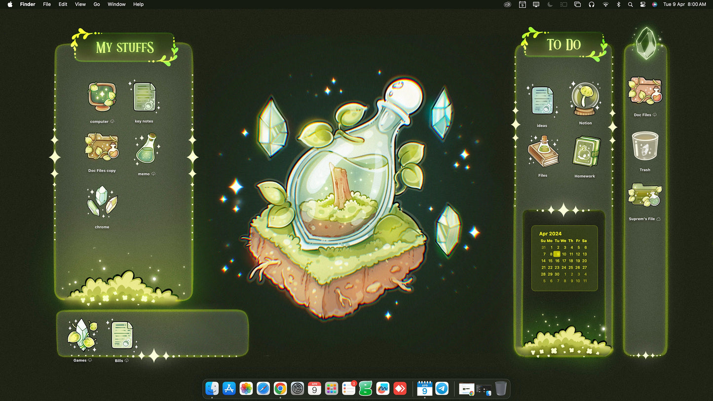 Magic Potion Desktop Background Wallpaper Organizer Set