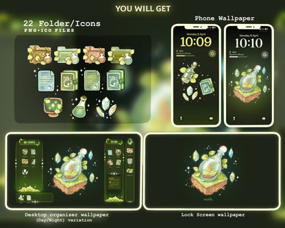 Magic Potion Desktop Background Wallpaper Organizer Set