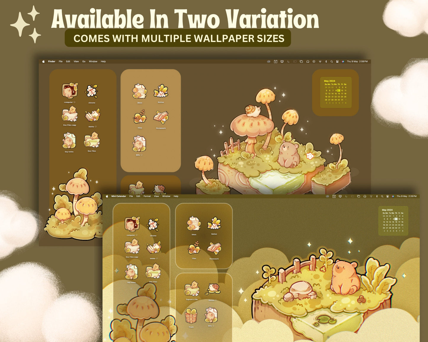 Autumn Bear Desktop Theme Background Wallpaper Organizer Set