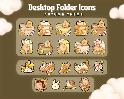 Autumn Bear Desktop Theme Background Wallpaper Organizer Set