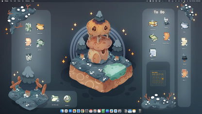 BLUE FOREST Desktop Theme Background Wallpaper Organizer Set | Lofi Garden Folder Icons Wallpaper Organizer | Winter Desktop Organizer