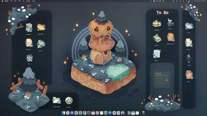 BLUE FOREST Desktop Theme Background Wallpaper Organizer Set | Lofi Garden Folder Icons Wallpaper Organizer | Winter Desktop Organizer