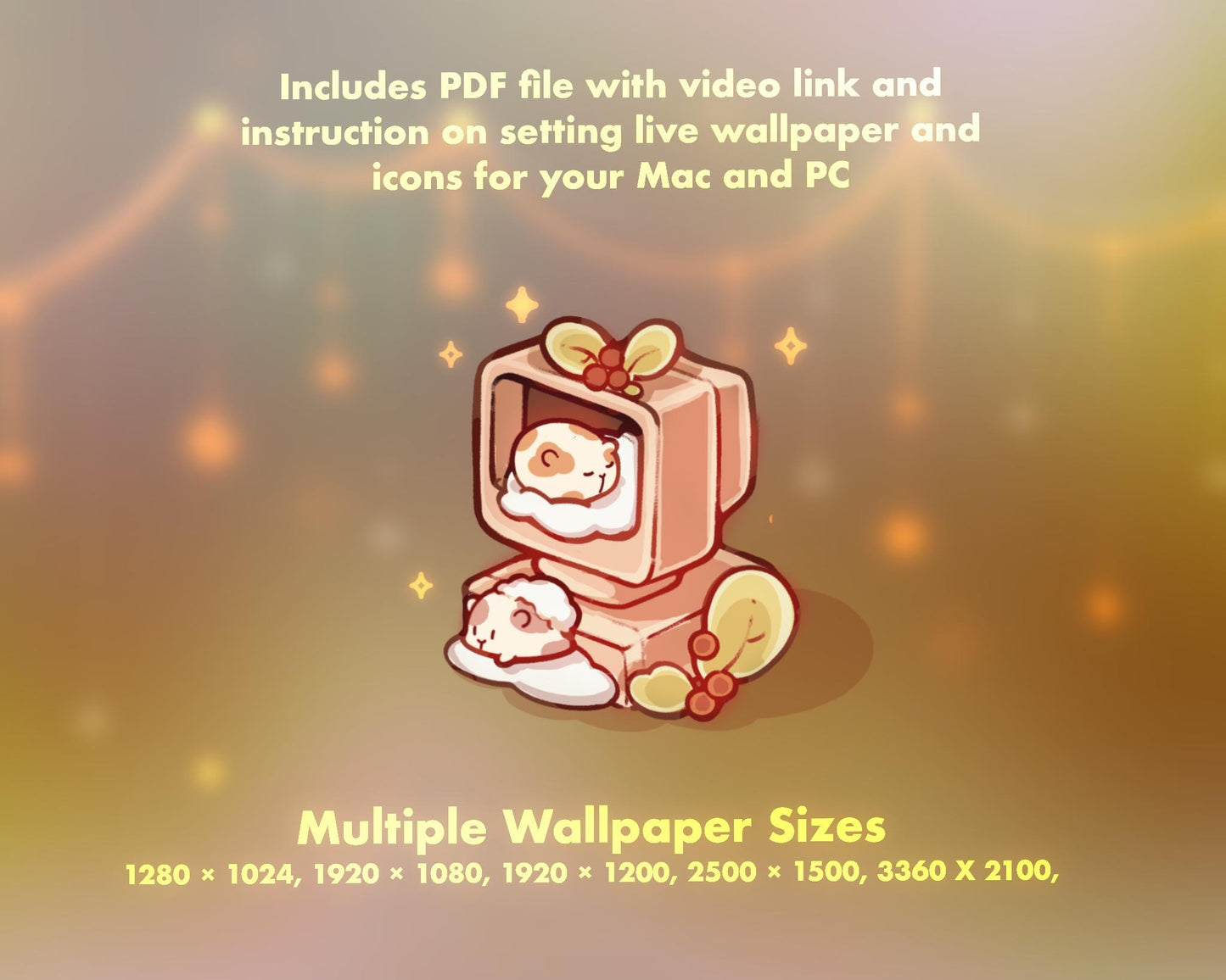 Merry Christmas Desktop Theme Background Wallpaper Organizer Set | Lofi Garden Folder Icons Wallpaper Organizer | Kawaii Desktop Organizer