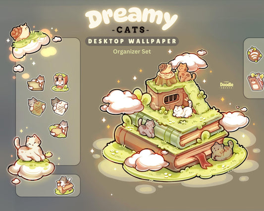 Dreamy Cats Desktop  Wallpaper Organizer Set